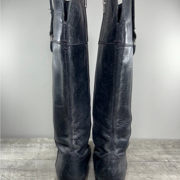 Frye Womens #76222 Jamie Ring Black StoneWashed Leather Riding Boots Size 8.5 - Picture 6 of 9